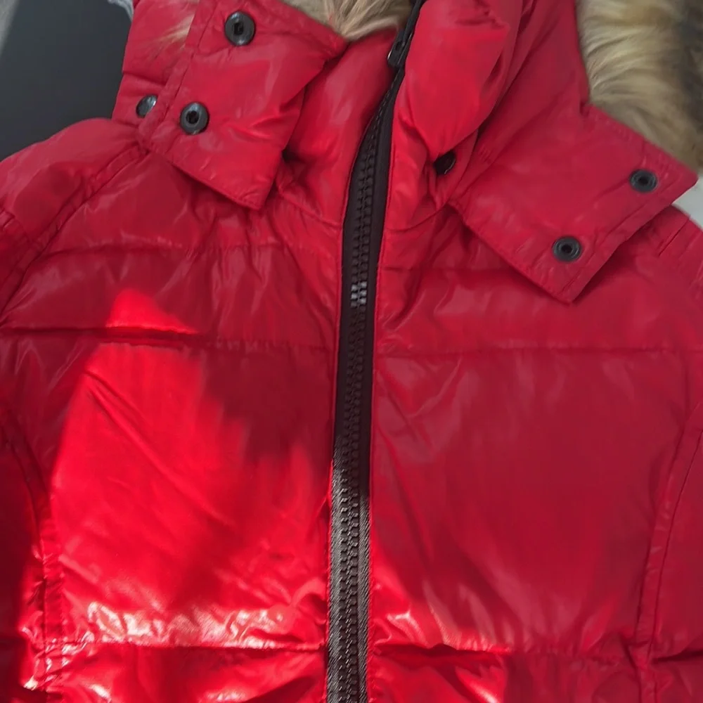 Gently worn girls red s13 jacket with fur hood size 10 girls